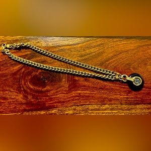 Gold Tone Medallion, Link Choker Chain Necklace